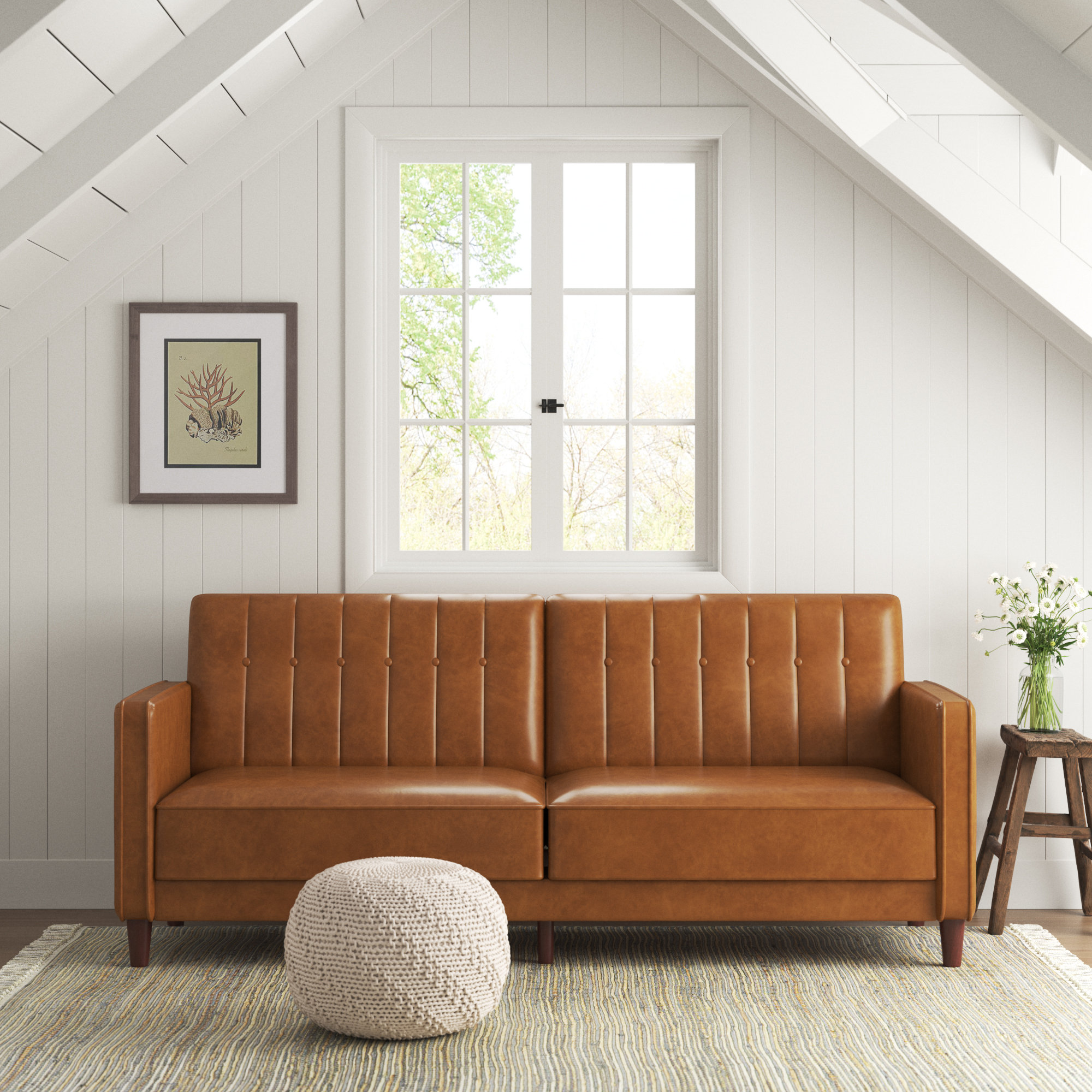 Sand & Stable™ Seylow 81.5'' Faux Leather Convertible Sofa